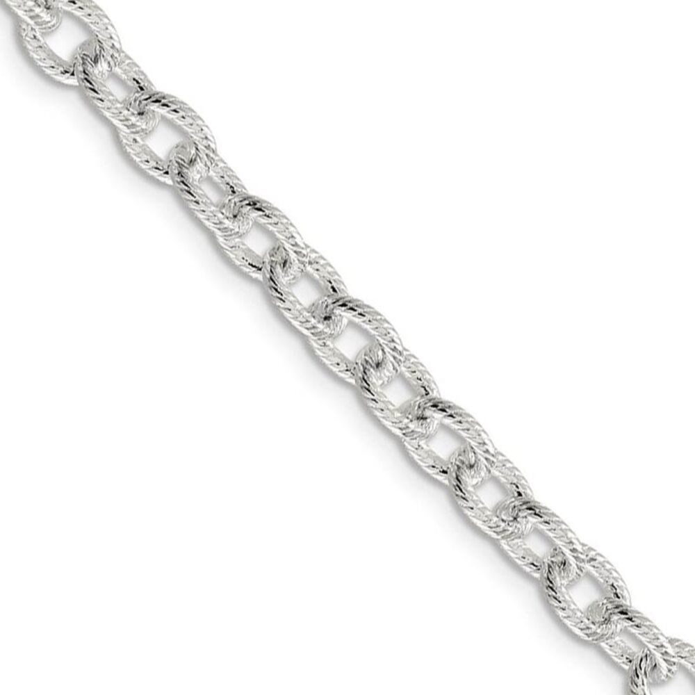 Men's 6.25mm, Sterling Silver Fancy Solid Rolo Chain Necklace, 16 Inch